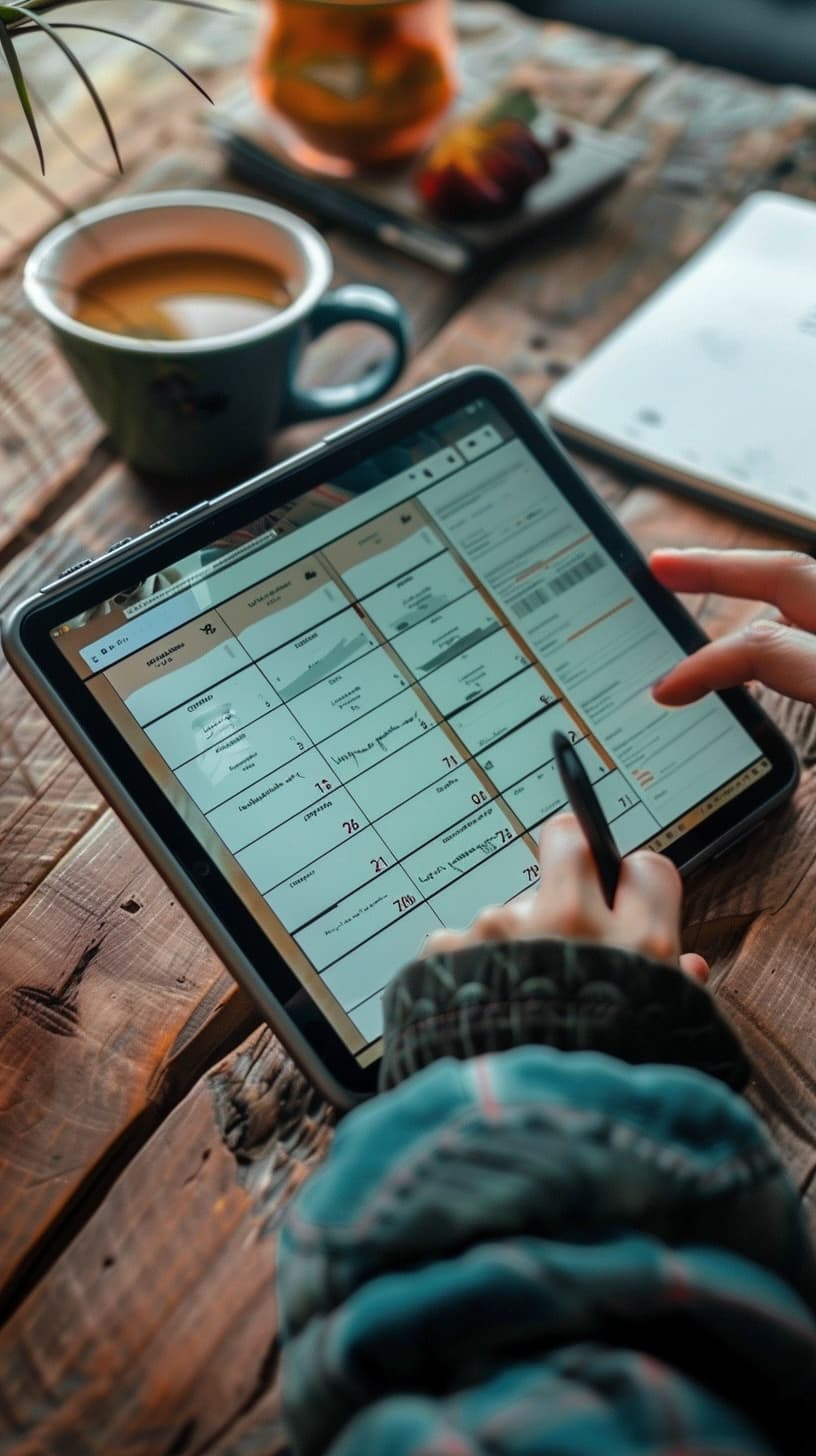 A calendar view of journal entries
