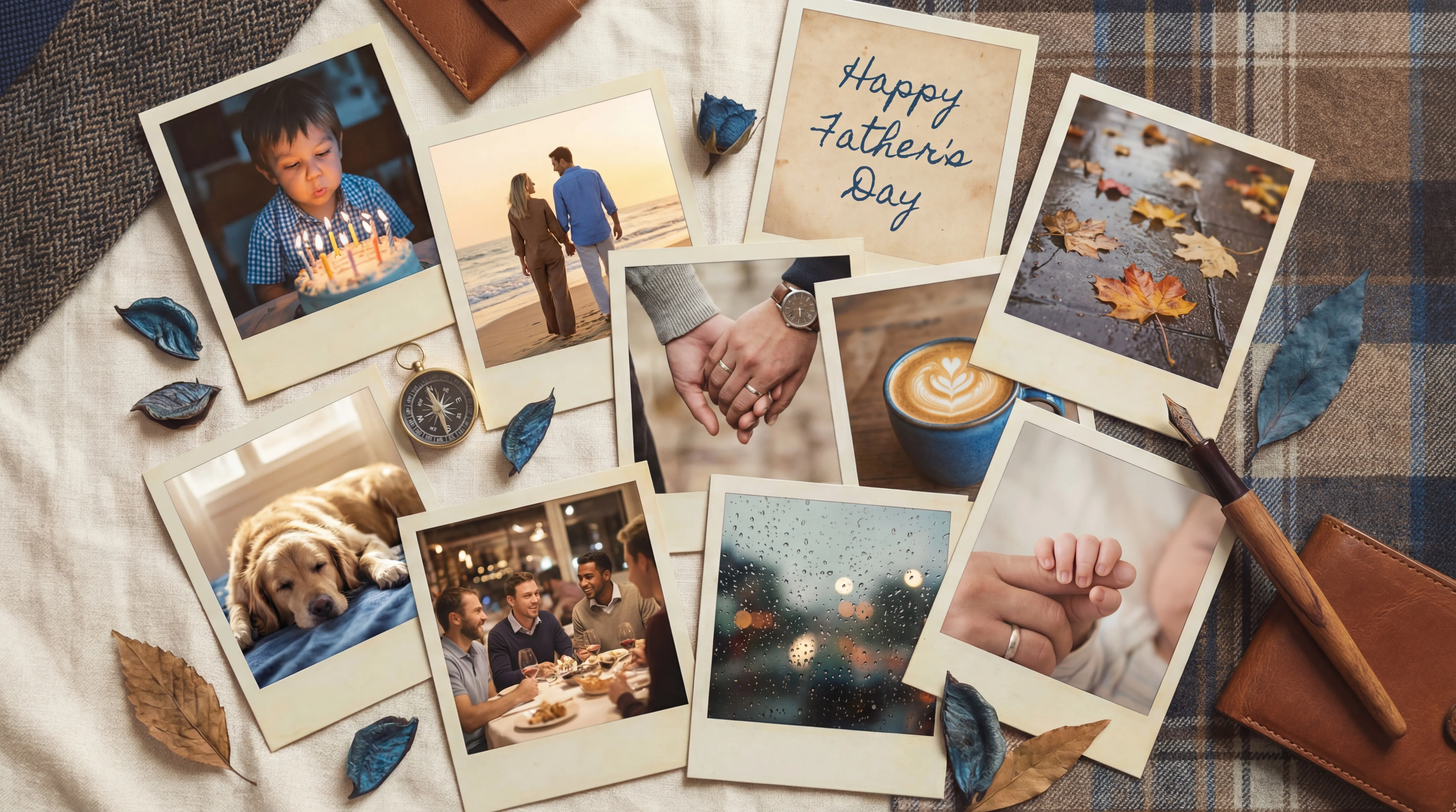 Scattered polaroid photos representing life memories and moments captured in your journal